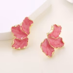 Luxury Gift Irregular Metal Cream Enamel Petal Earrings luxury gift Fashion Jewelry for Parties