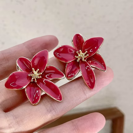 Metal Flower Drops Earrings luxury gift