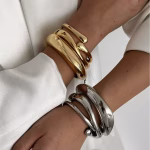 Vintage Hip Hop Cuff Bangles Geometric Metal Bracelets